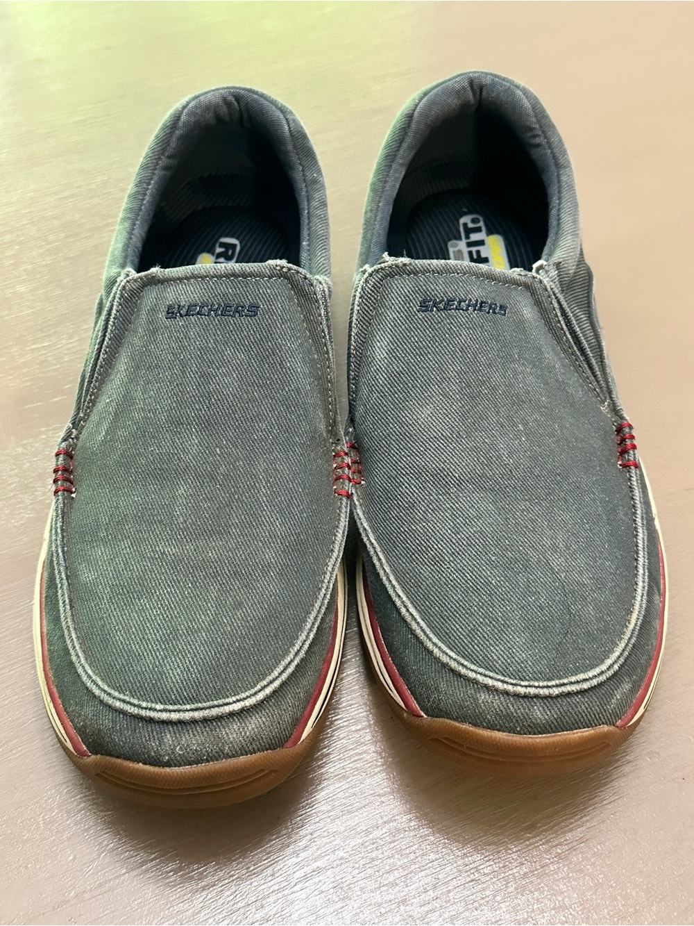 Skechers Relaxed Fit Men's 12 Navy Blue Canvas Slip On Loafers Shoes 64109